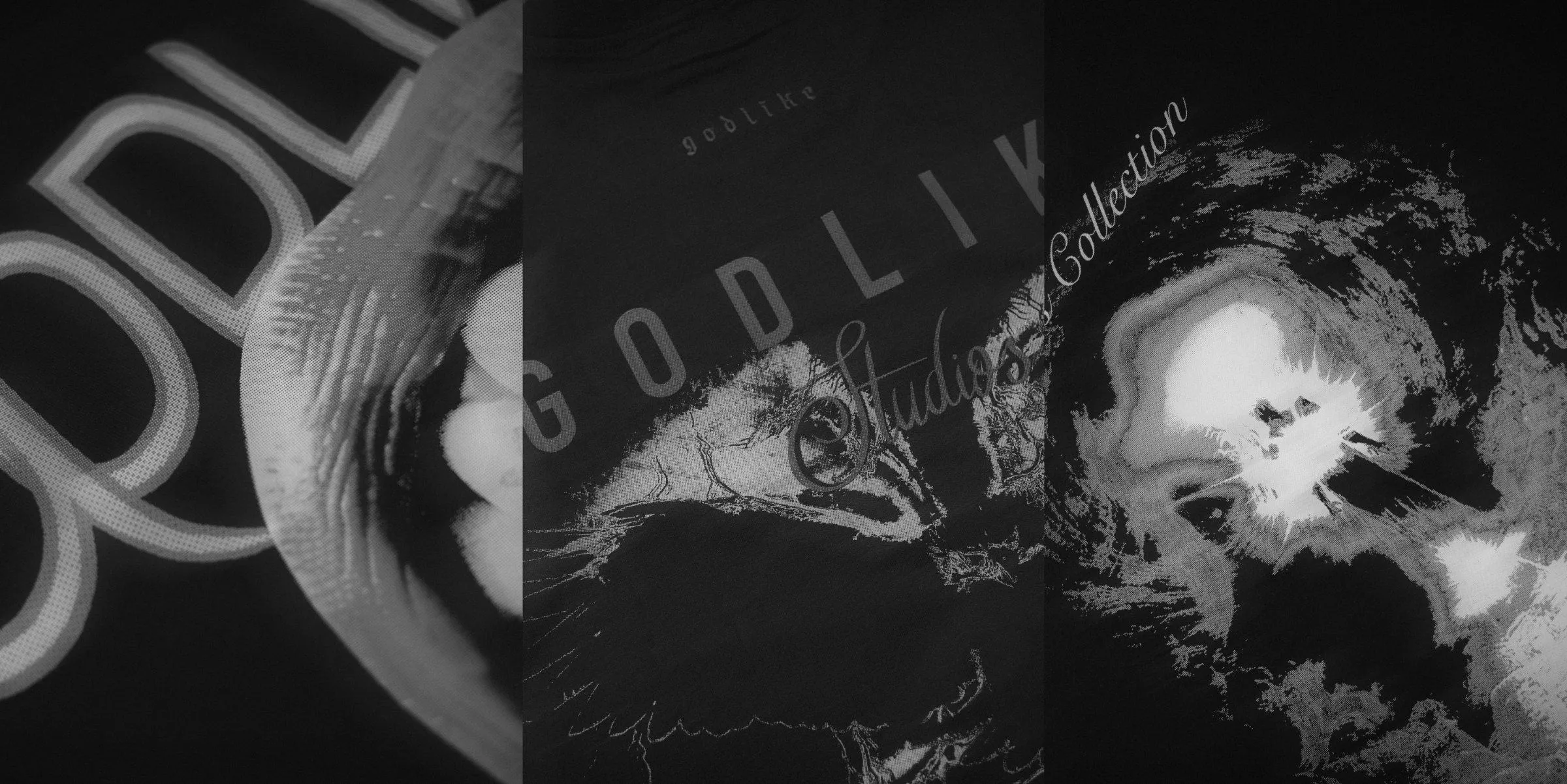 Tríptico en blanco y negro de los tres diseños